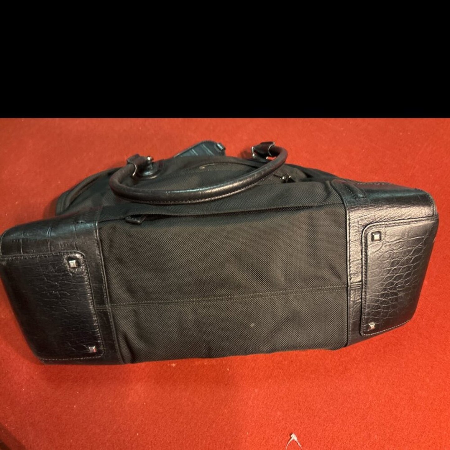 Tumi Black Nylon & Leather Duffle Travel Bag
