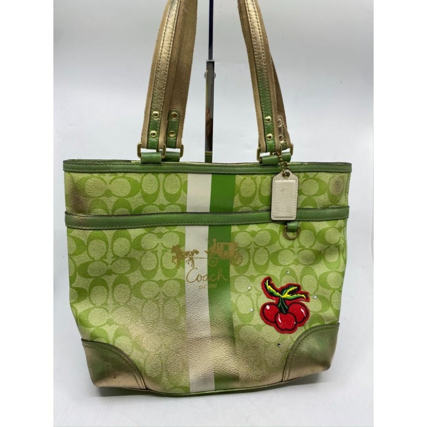 COACH Customized w/ Applique Green Tote Bag