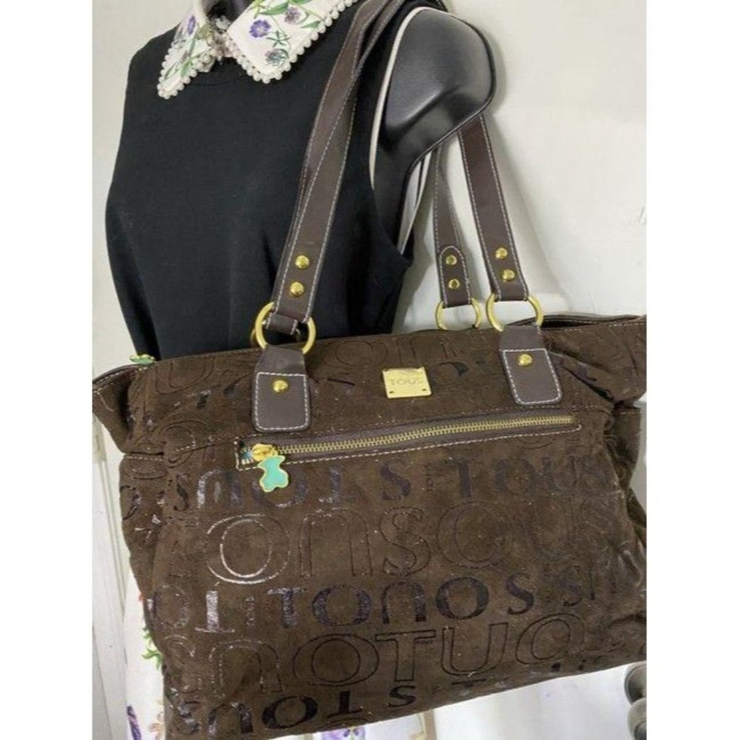 tous msrp brown suede leather cross body bag