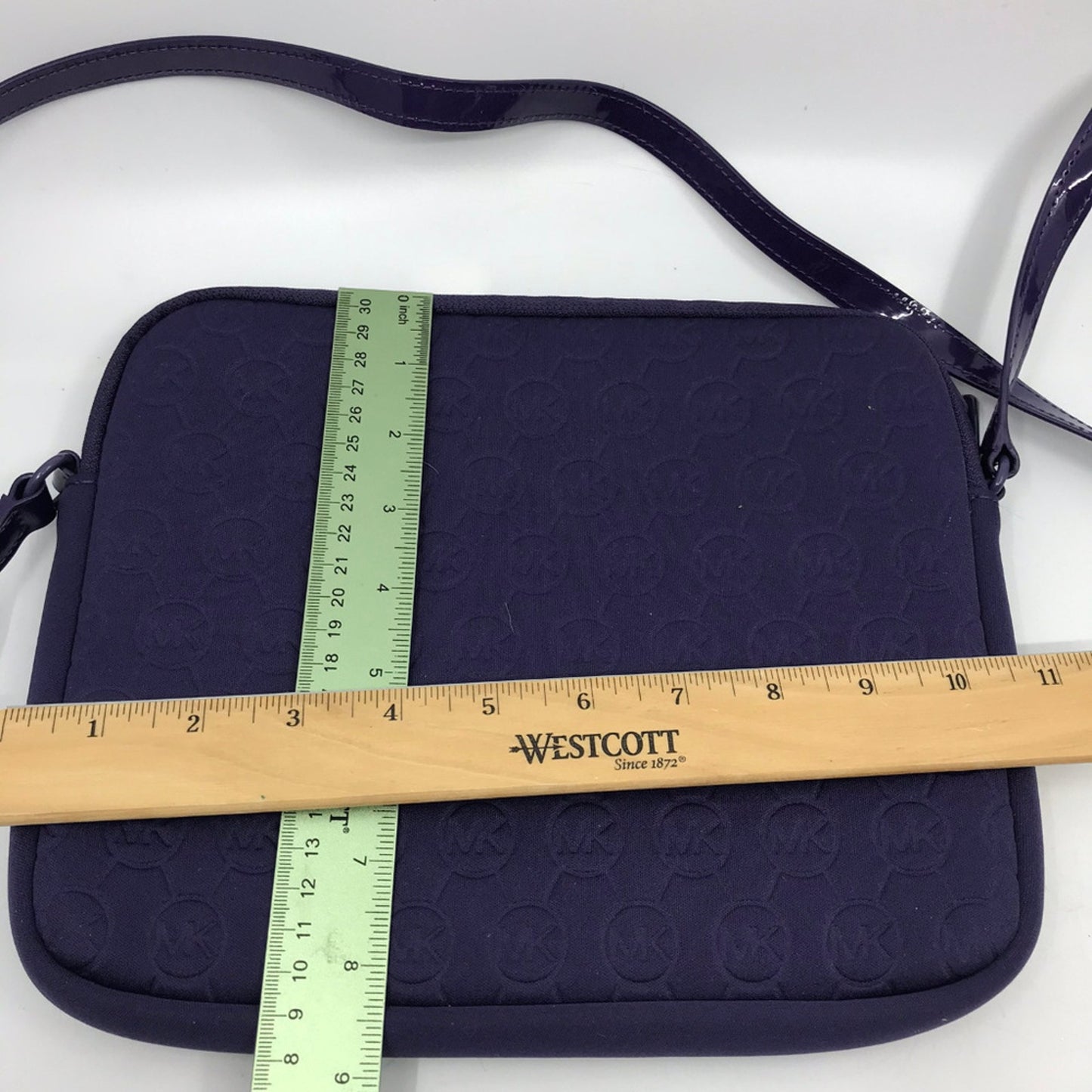 Michael Kors Dark Purple Scuba Tote Bag Over Logo