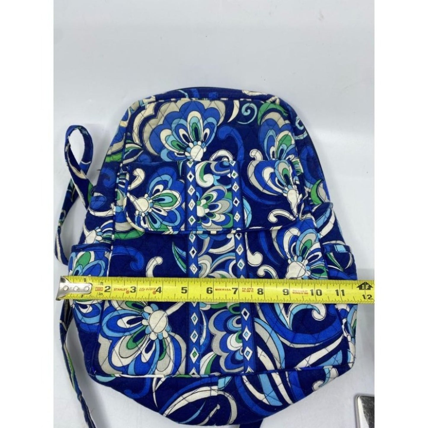 Vera Bradley Quilted Blue White Green Back Pack