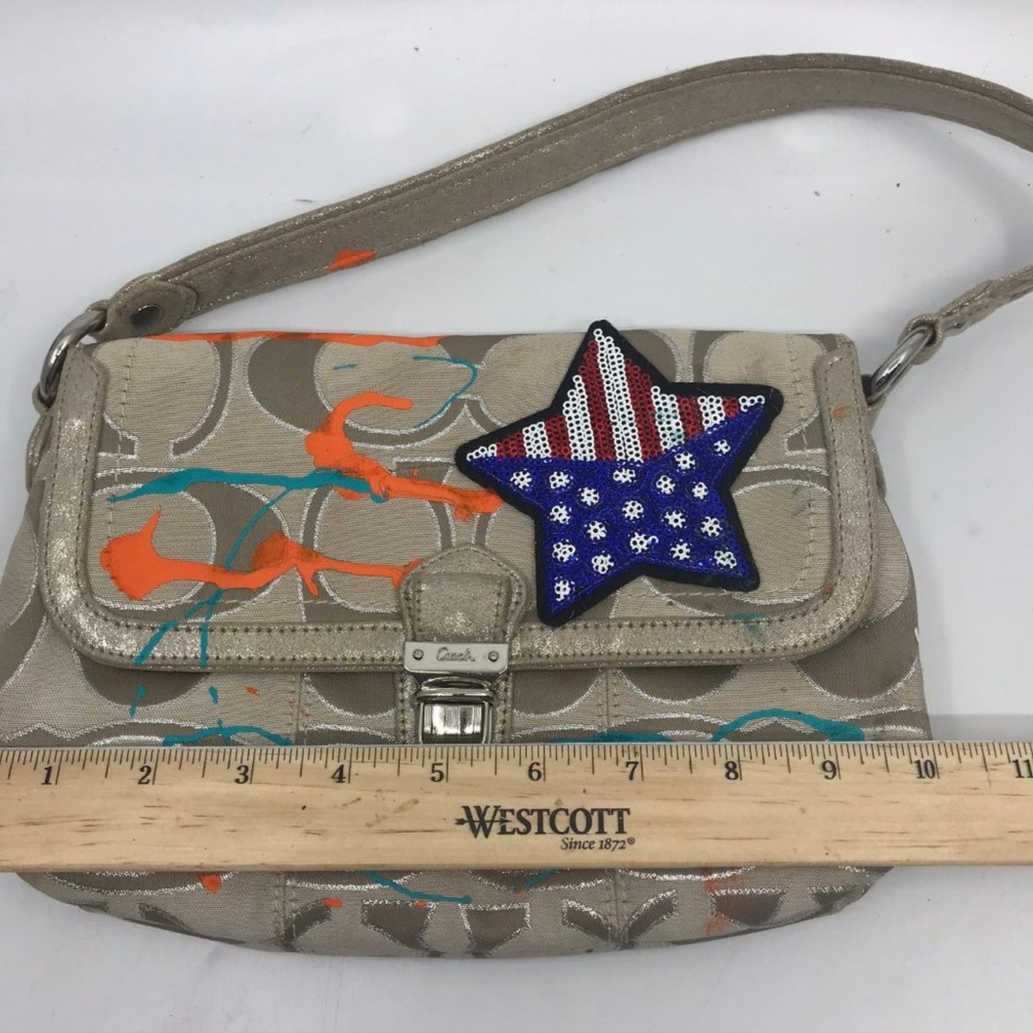 COACH Customized Tan Fabric Small Shoulder Bag