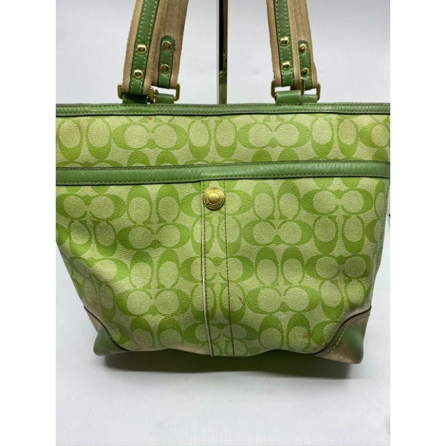 COACH Customized w/ Applique Green Tote Bag