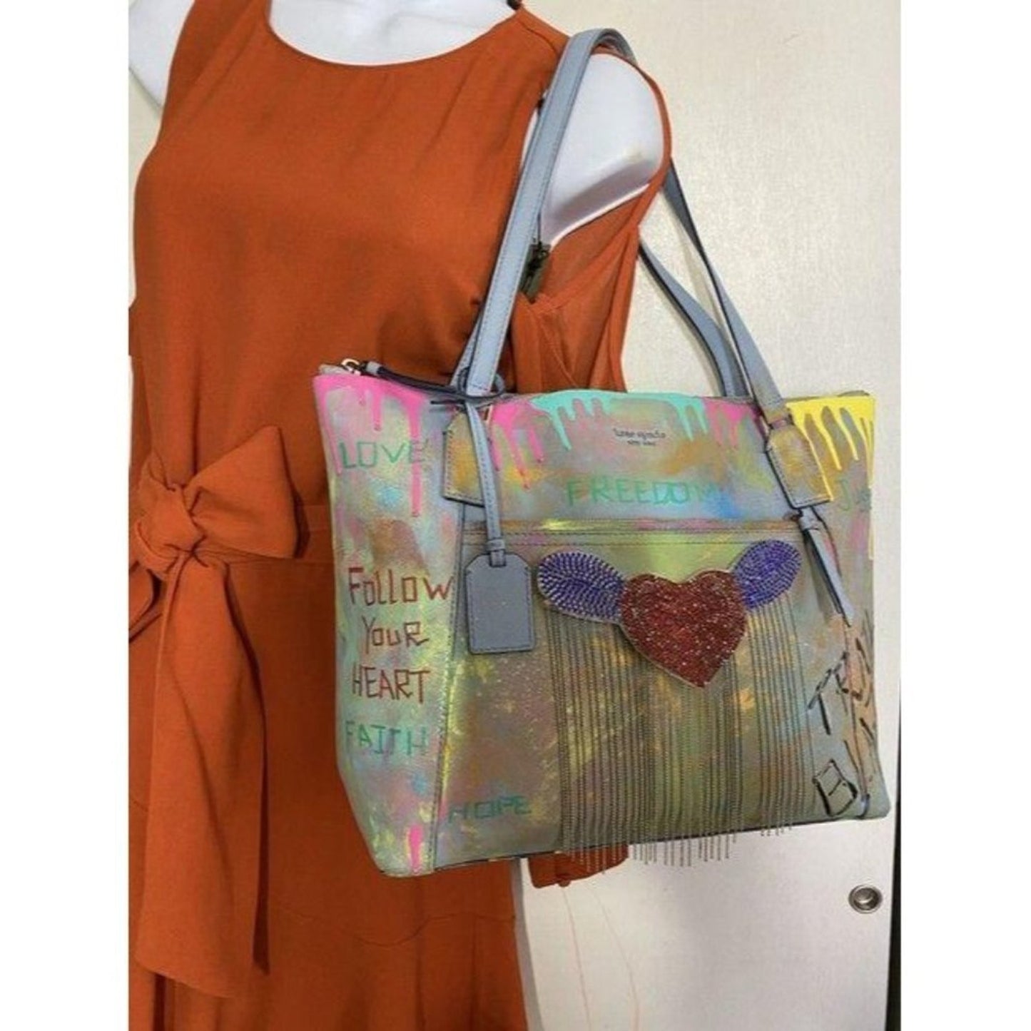 kate spade w handbag customized by me w graffi mul