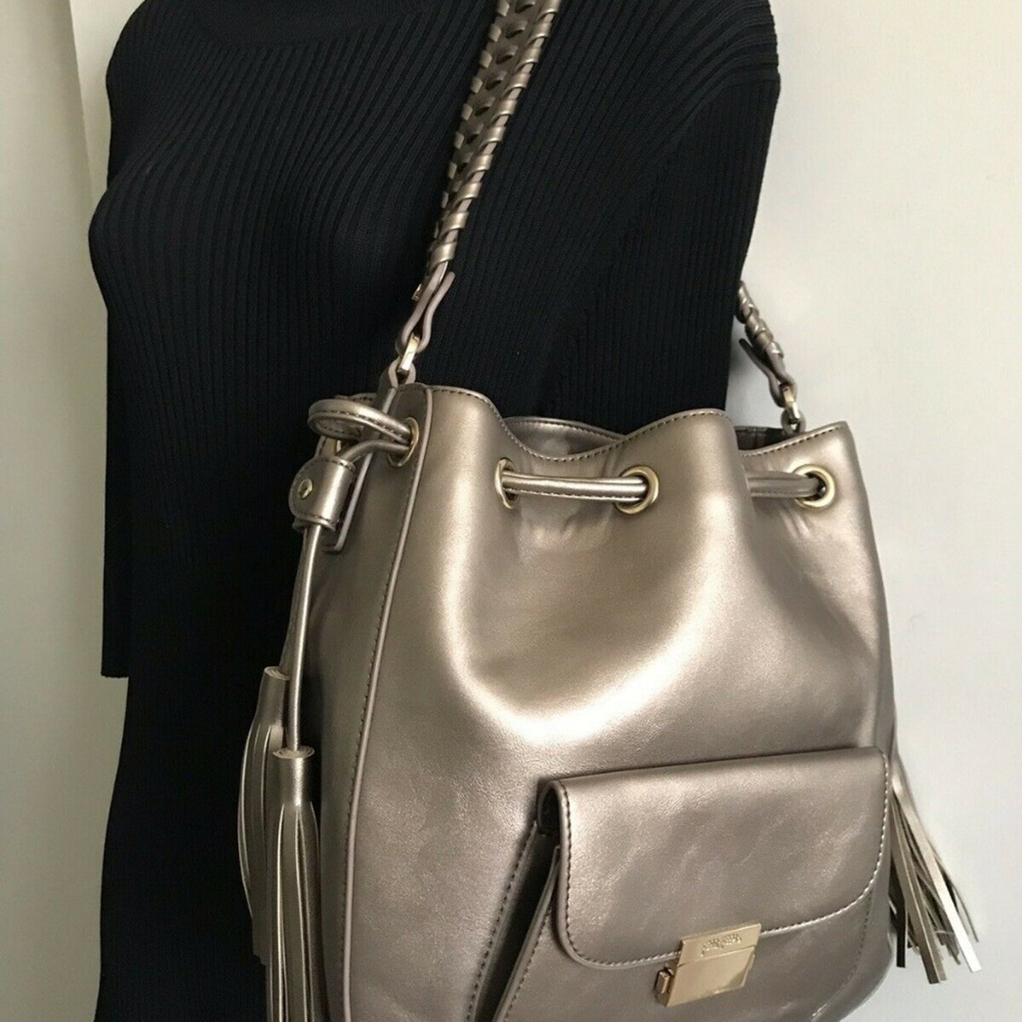 Folli Follie Large Bronze Leather Bucket Bag