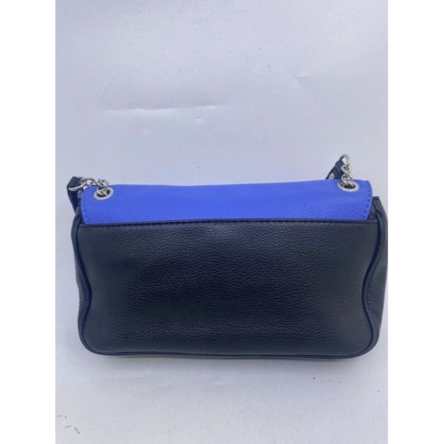 Michael Kors Flap Fulton Chain Shoulder Purse Blueblack Leather Cross Bo…