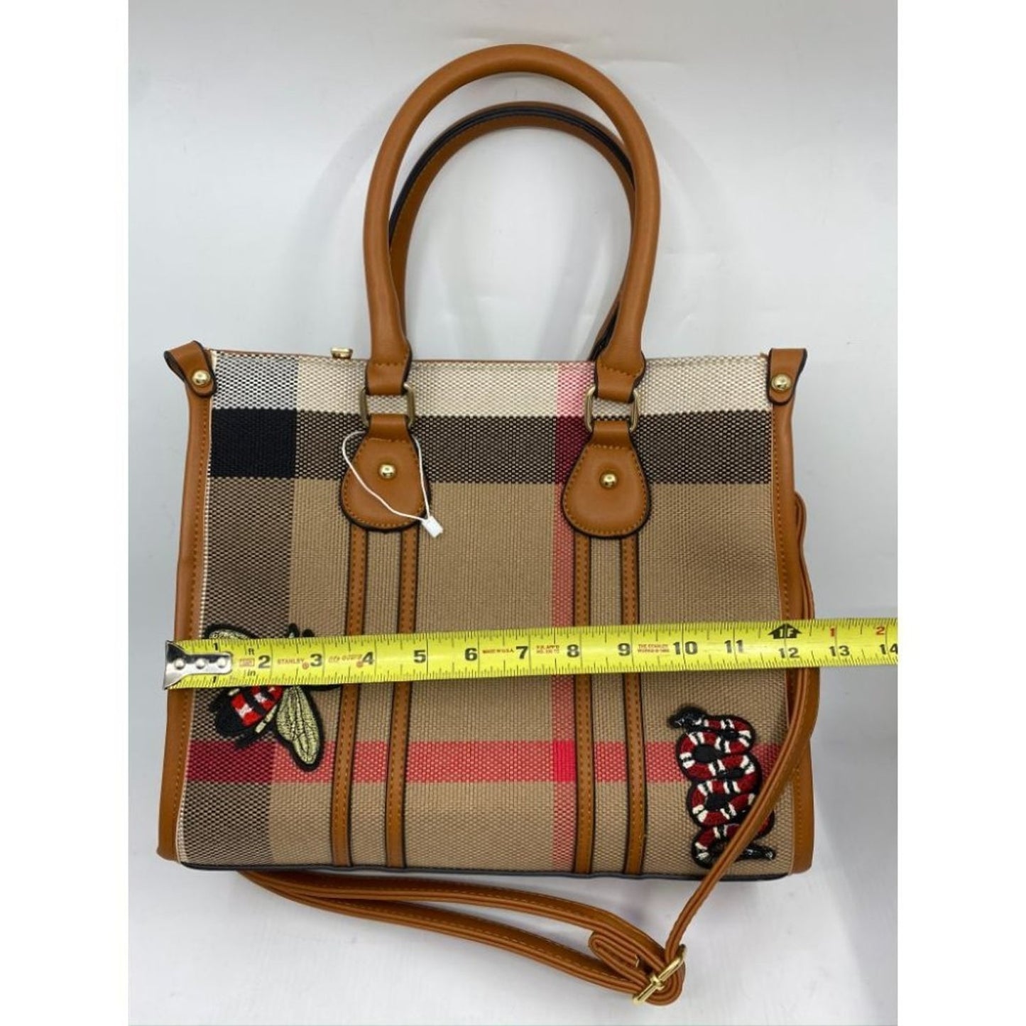 NWT! ClosetsNYC Large Plaid Tote Bag w/ Crossbody