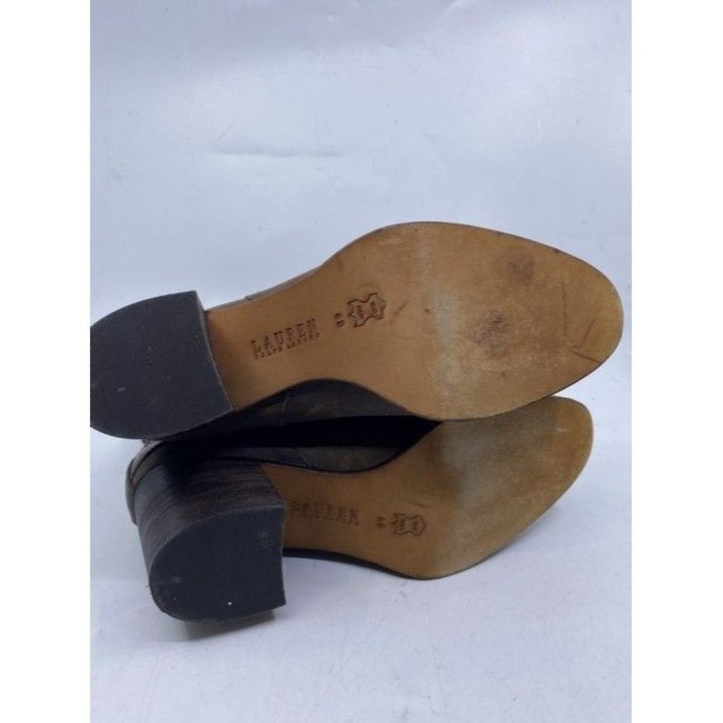 Lauren Ralph Lauren Brown Leather Bootsbooties Size Us