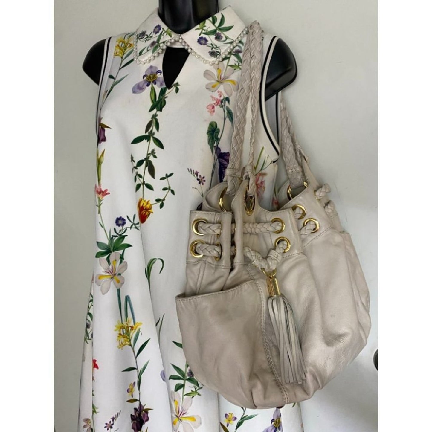 Michael Kors Lamb Leather Cream Shoulder Bag LG/MD