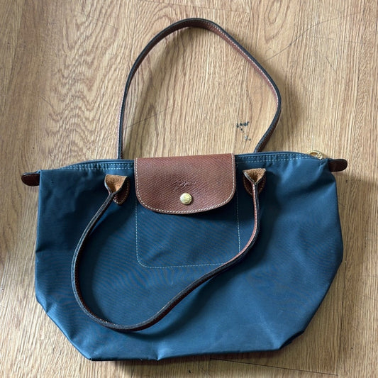 Elegant Blue and Brown Tote Bag