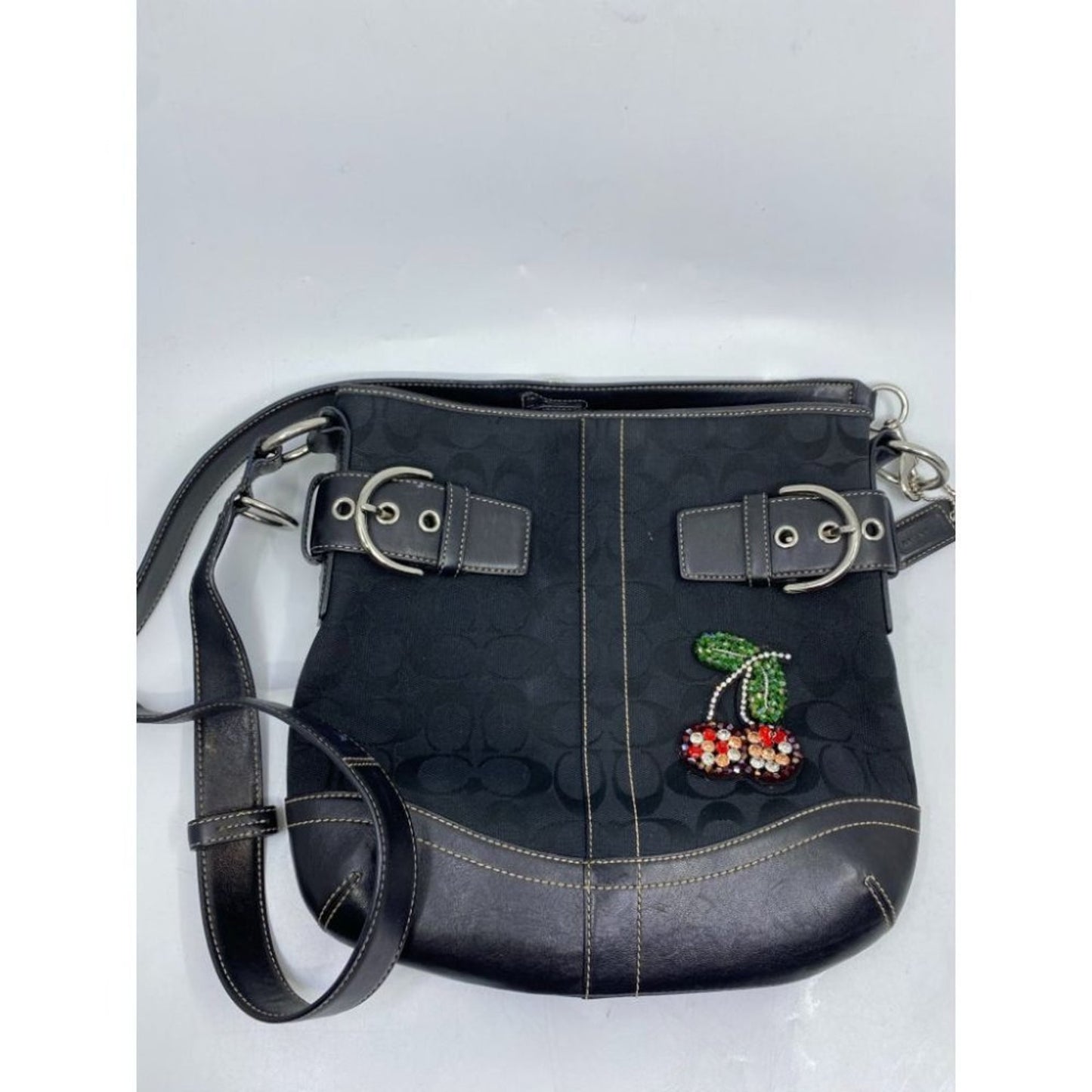 Coach Black Jacquard Fabric Signature Crossbody