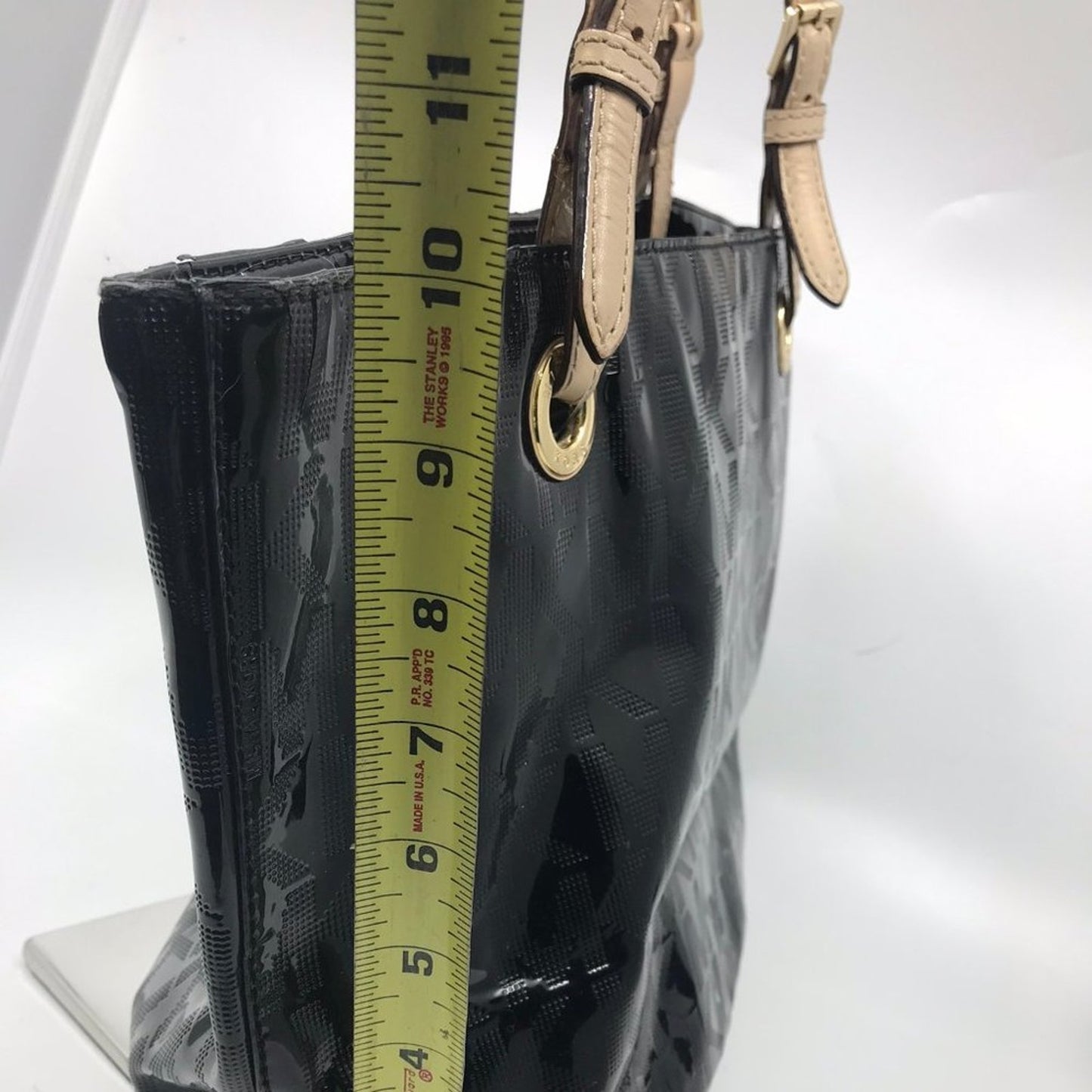 Michael Kors Black Cream Patent leather Tote Bag
