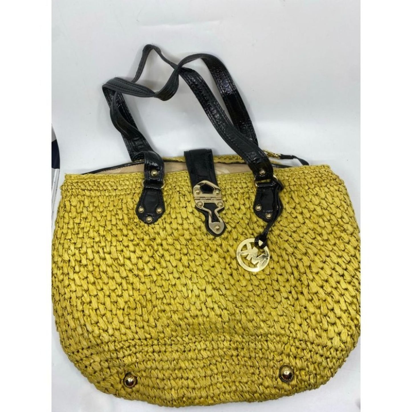 Michael Kors Women's Yellow Large Weave Straw Bag