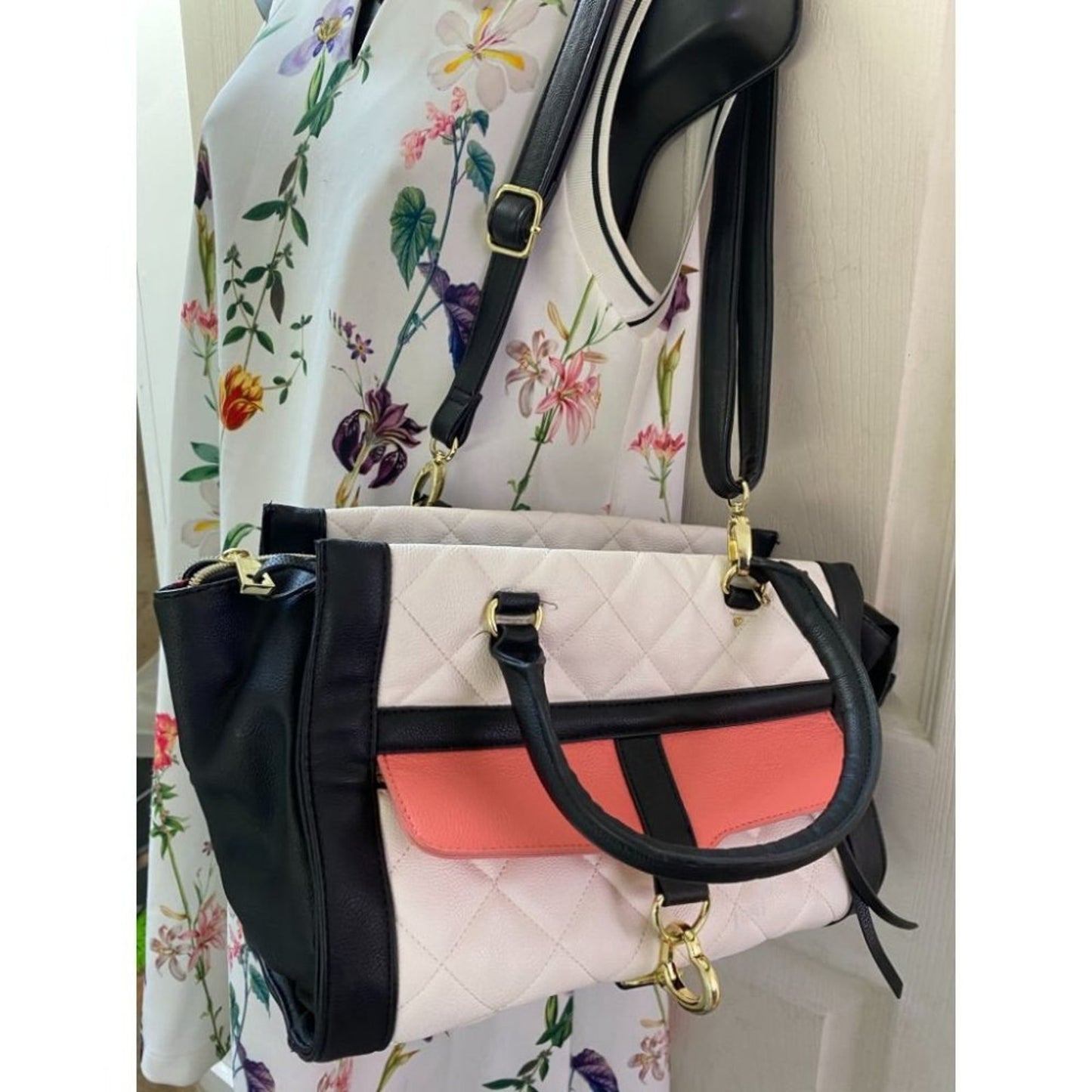 Betsey Johnson Black White Leather Shoulder Bag