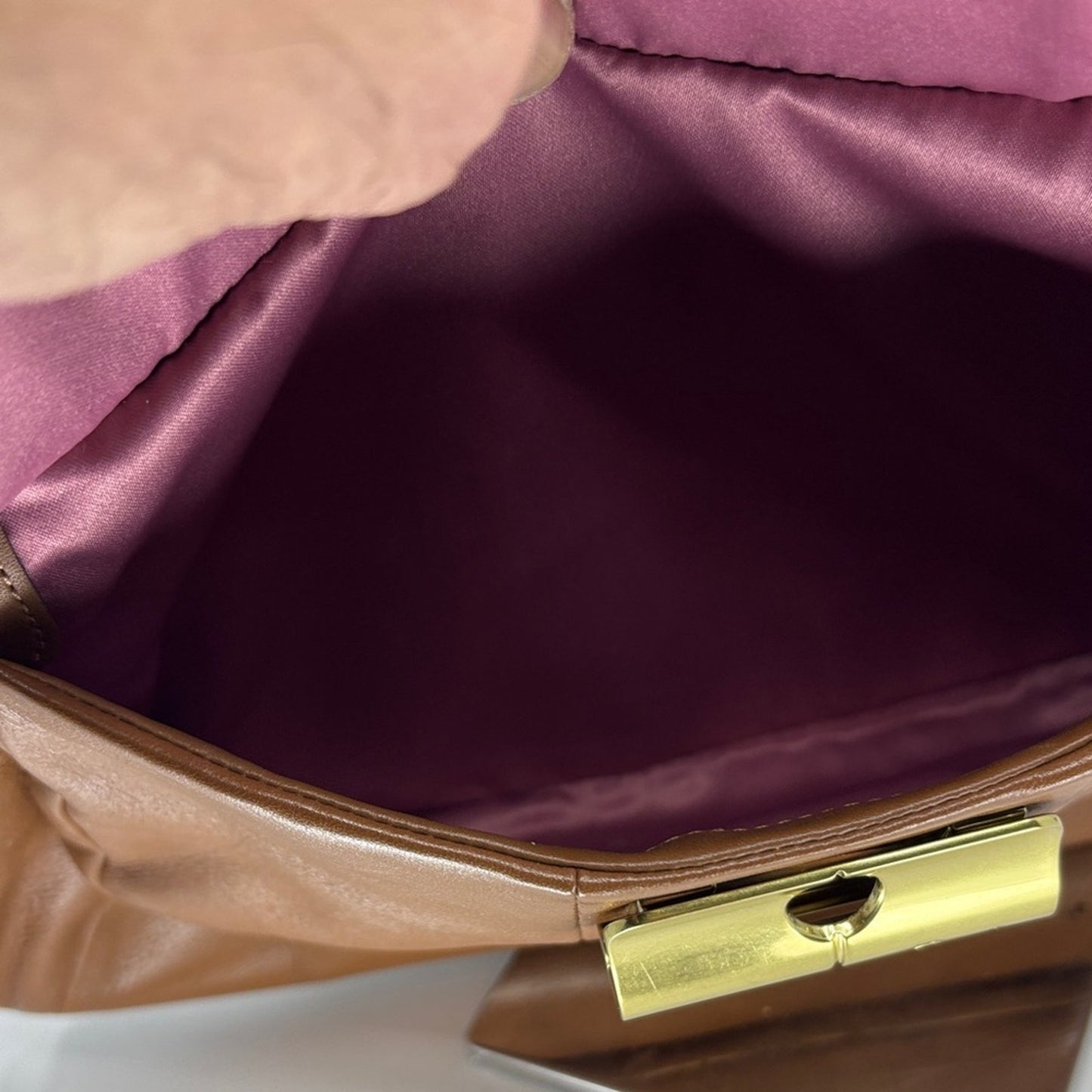 Coach Tan Leather Shoulder Bag with Gold Accents