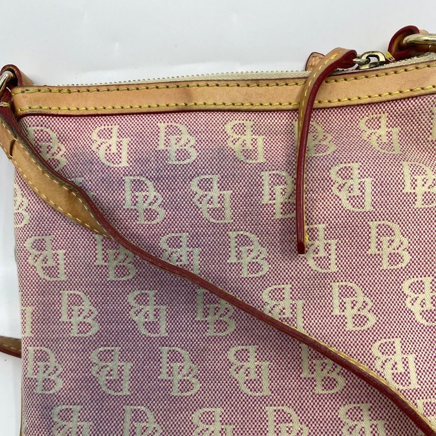 Dooney & Bourke Light Red Tan Fabric Crossbody Bag