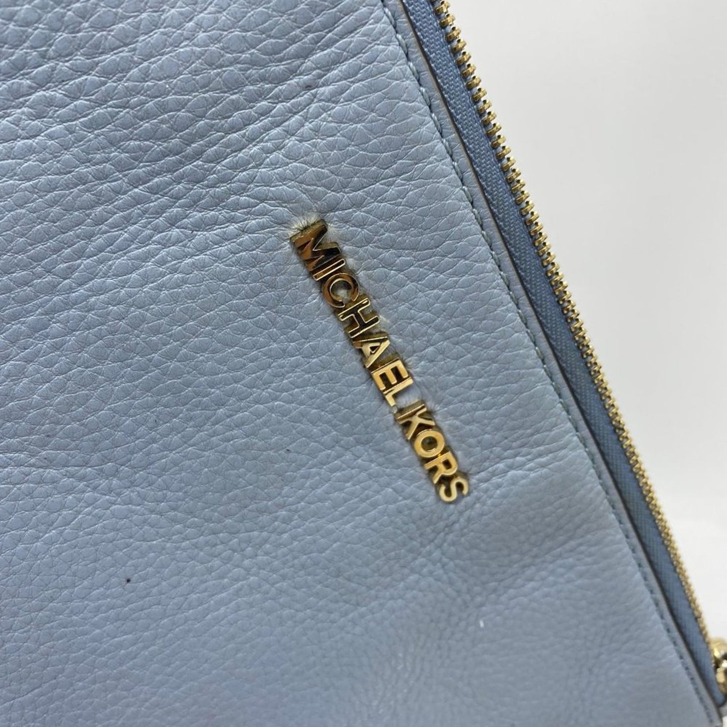 Michael Kors Pastel Blue Grain Leather Wristlet
