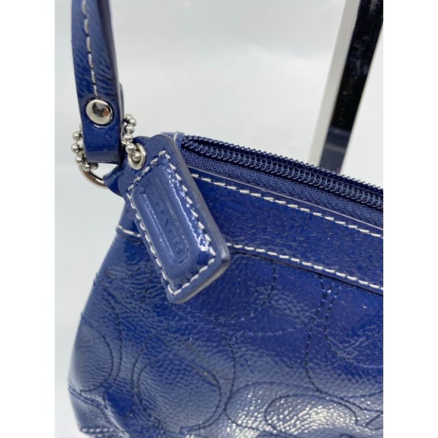 Coach Women's Blue Zipper Wristlet Bag