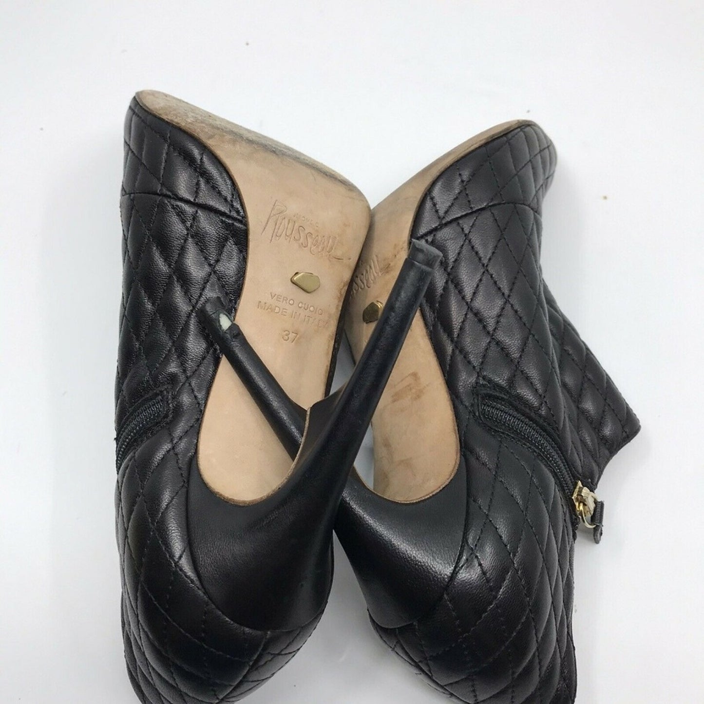 JEROME C ROUSSEAU Black Leather Quilted High Heel
