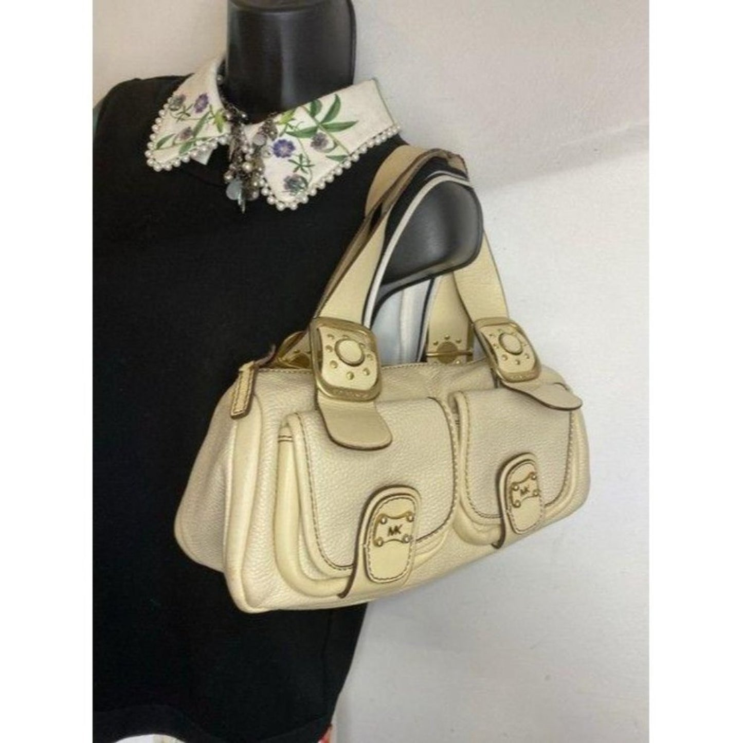 michael kors small handbag beige leather tote