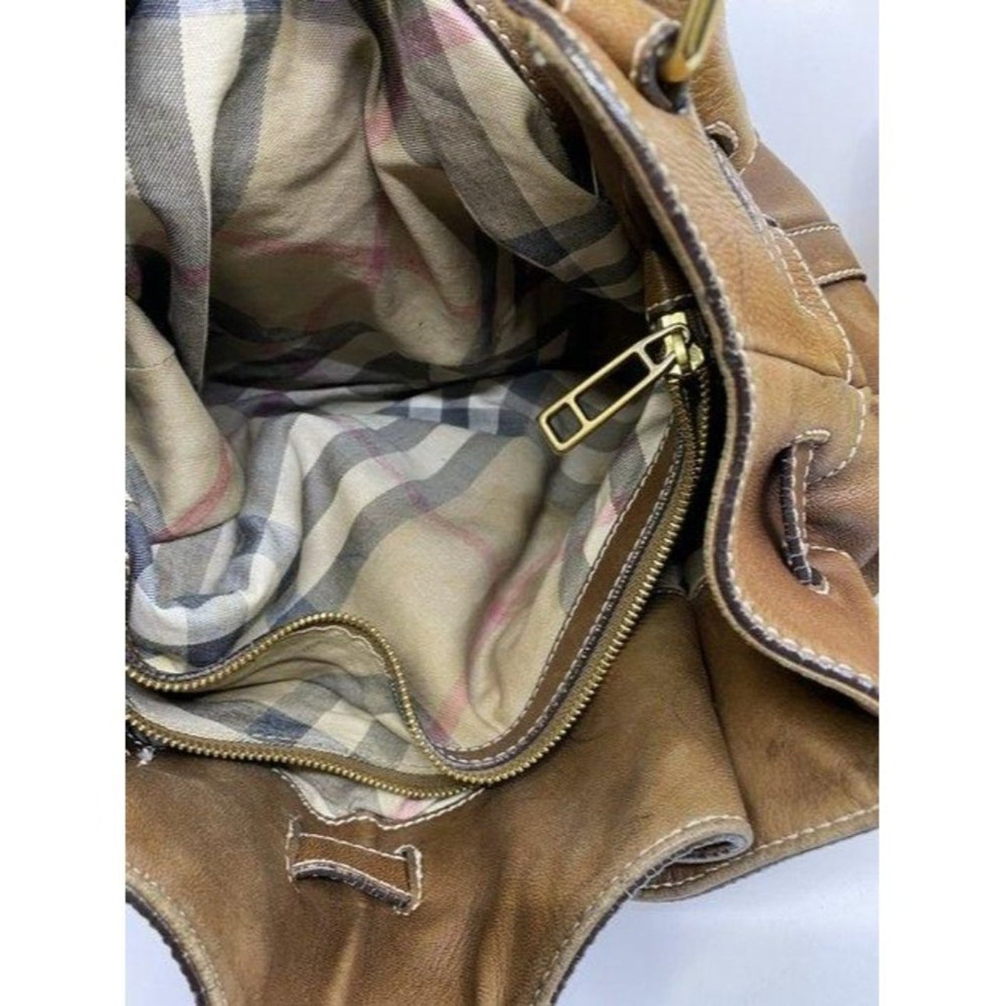 burberry vintage classic brown leather hobo bag