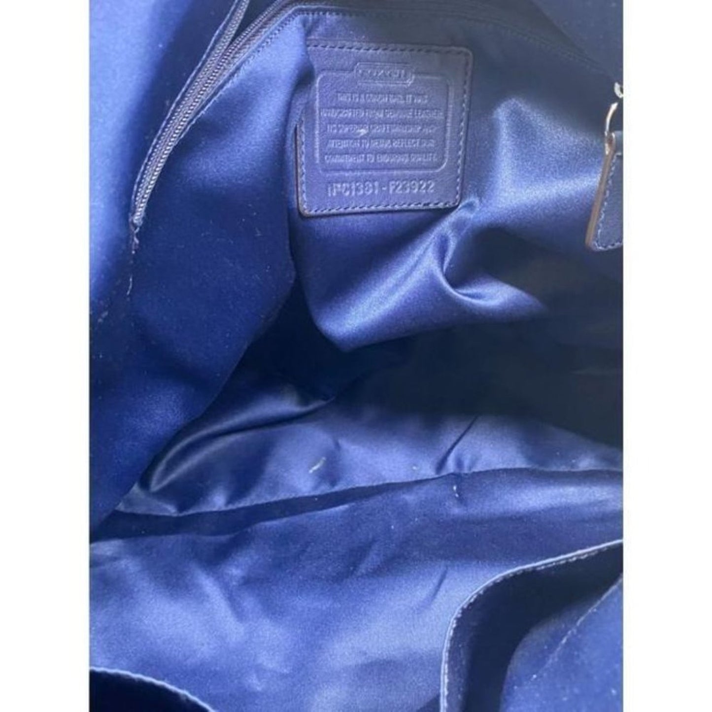 COACH XL White Blue Leather Shopping Tote Bag