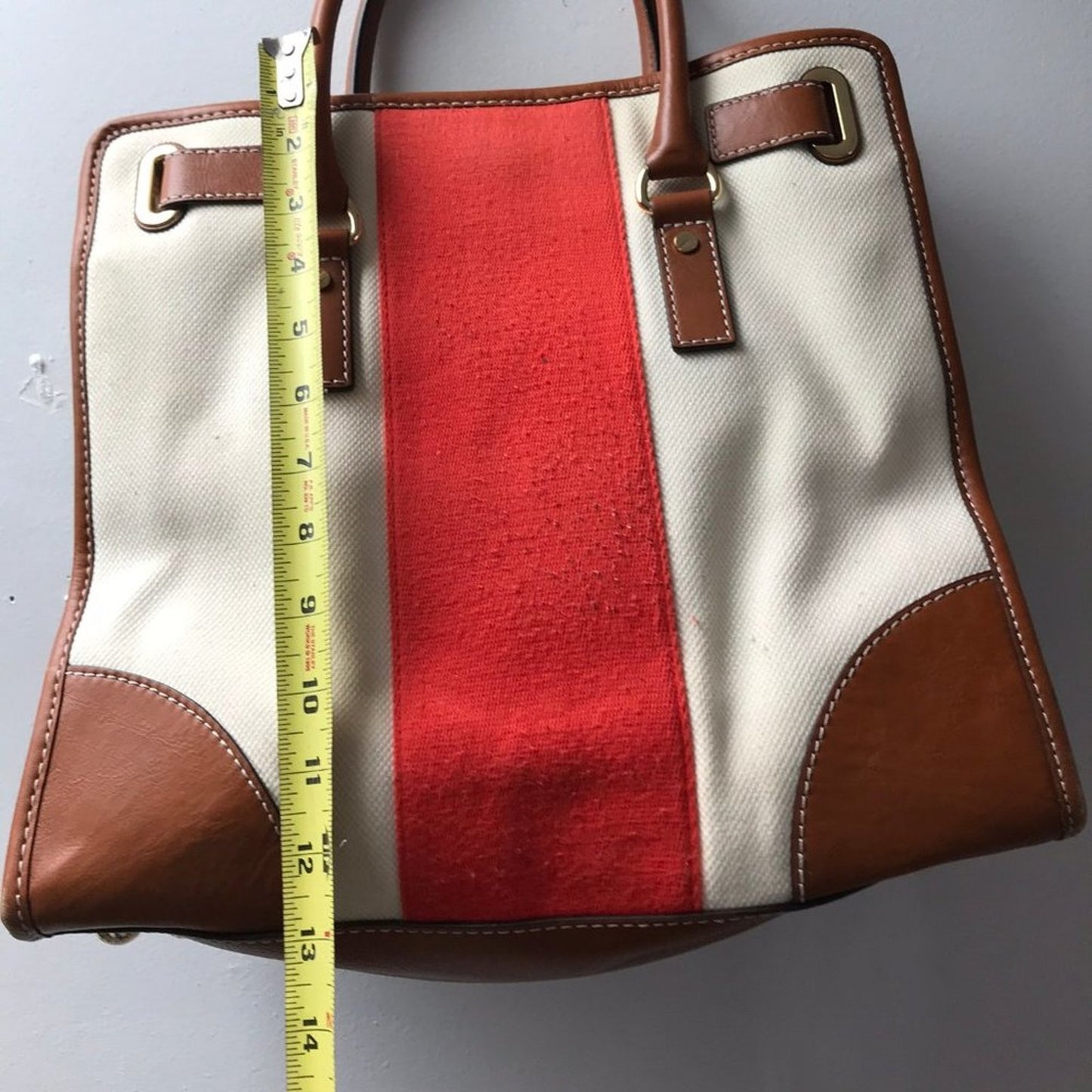 Michael Kors White Woven Fabric Large Handbag