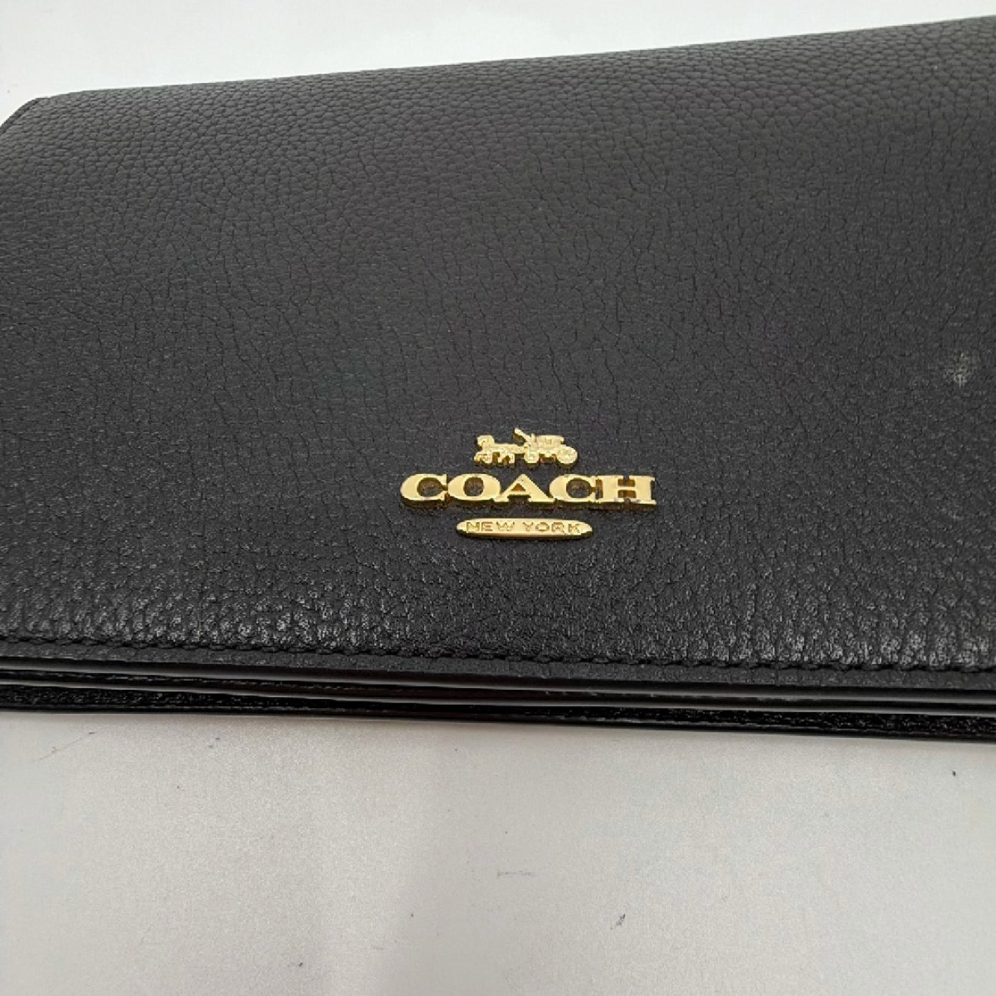 Coach Black Pebbled Leather Wallet on Chain