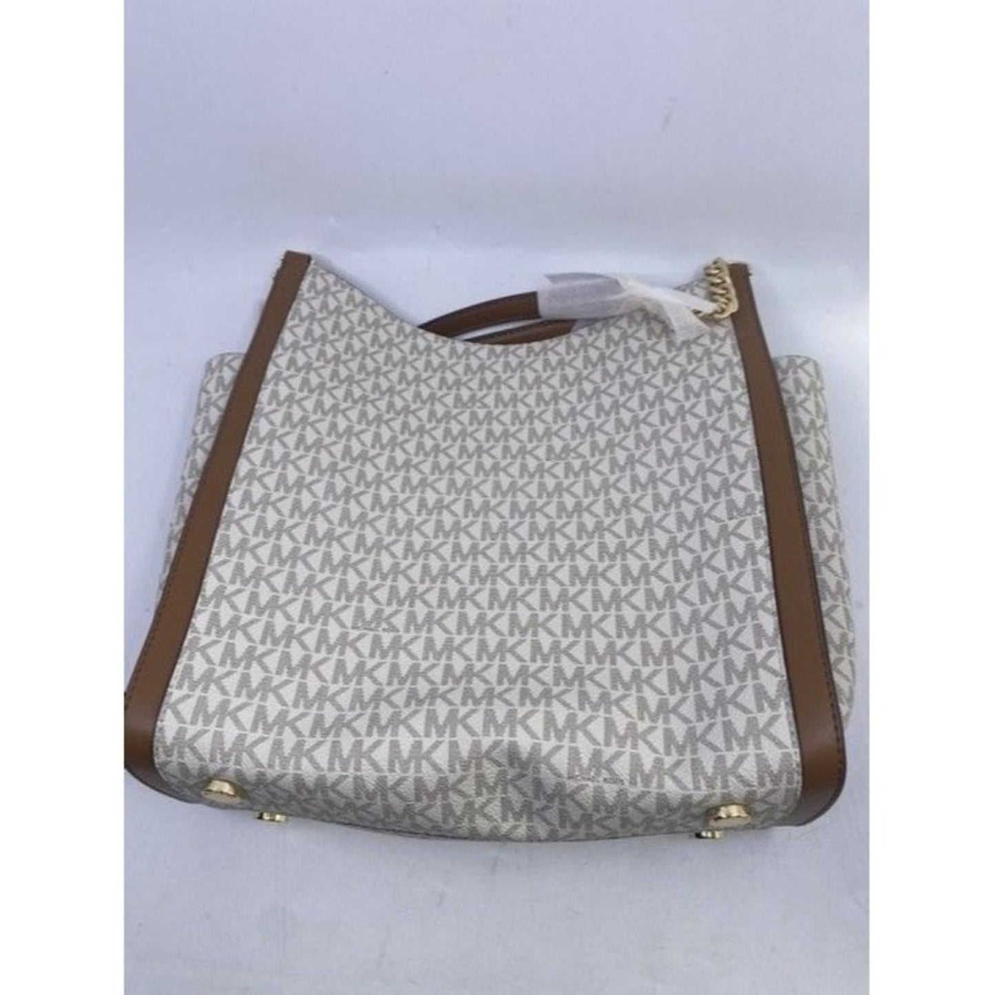 Michael Kors Newbury Medium Chain Vanilla Acorn Pebbled Leather Shoulder…
