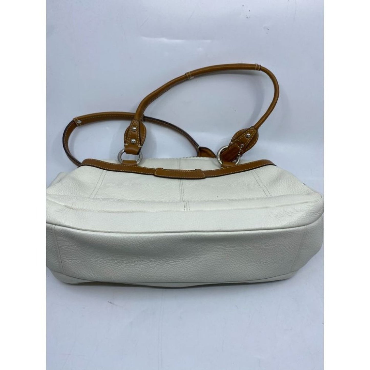 Coach Leather Medium Size White Brown Shoulder Bag