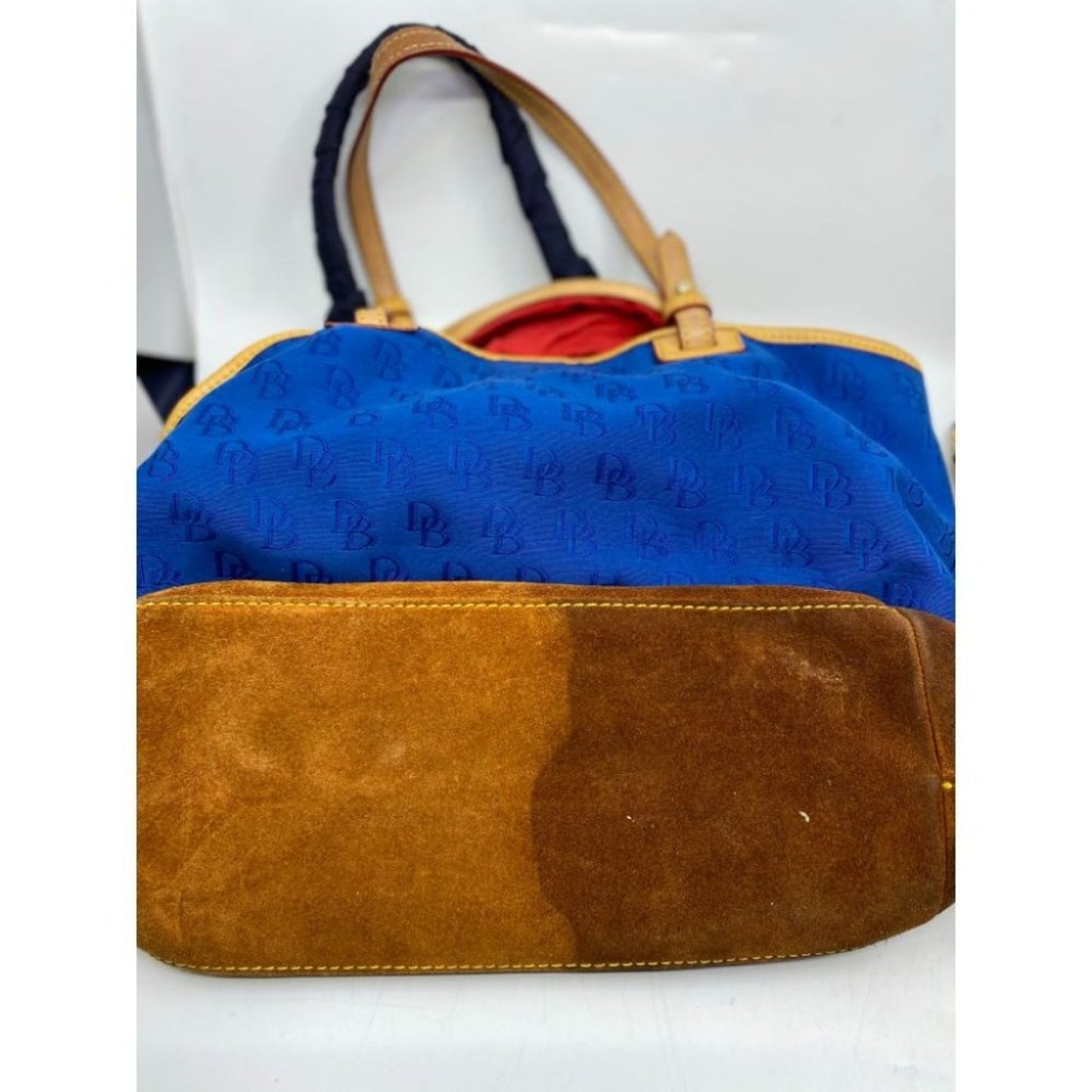 Dooney & BOURKE Blue Brown Large Fabric Tote Bag