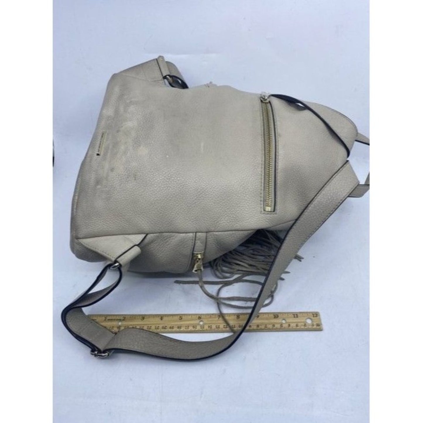 Rebecca Minkoff Stevie Julian Fringe Nubuck Gray Leather Backpack