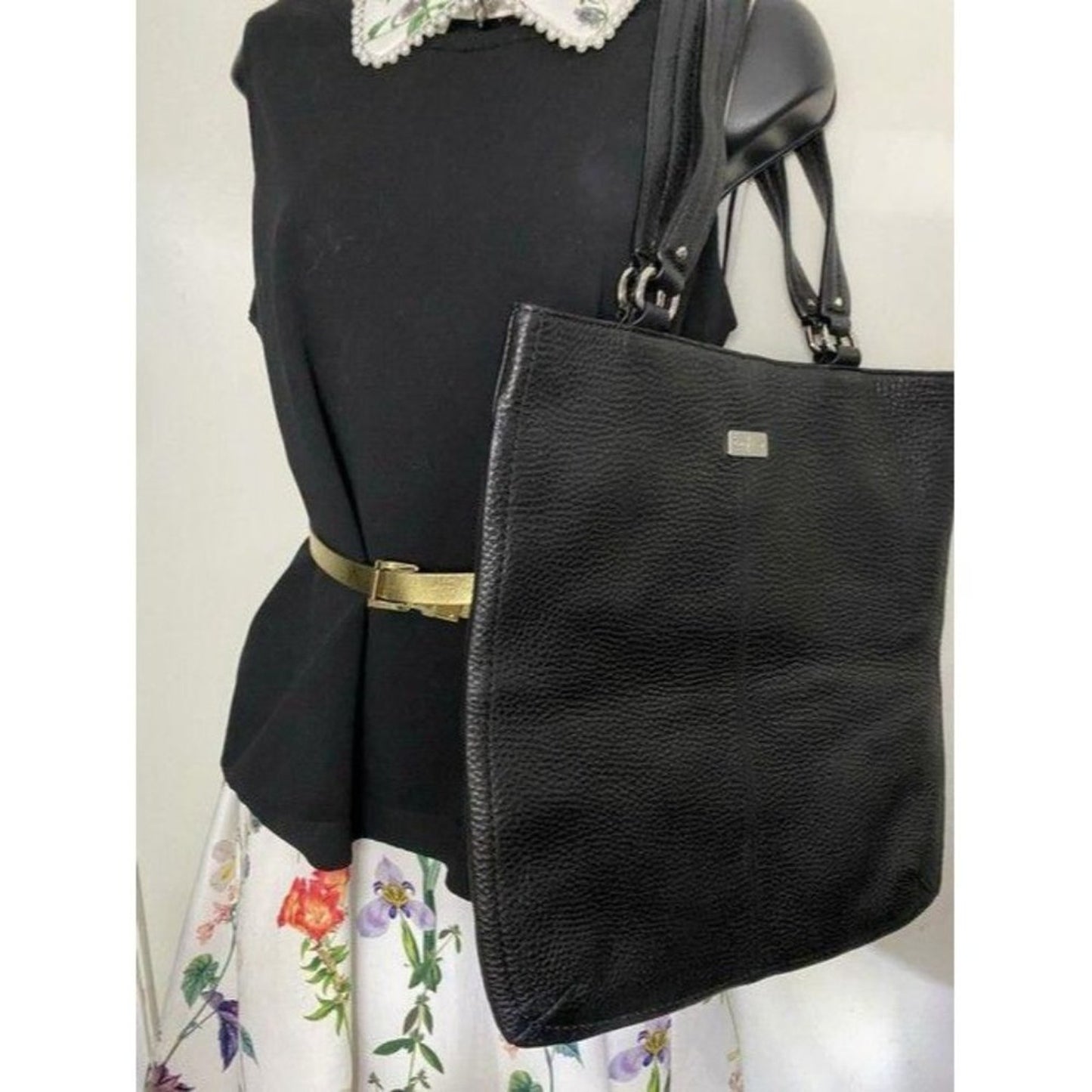 cole haan xl black leather shoulder bag