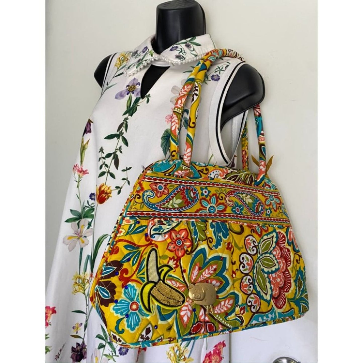 VERA BRADLEY Quilted Tote Bag w/ Wallet Yellow
