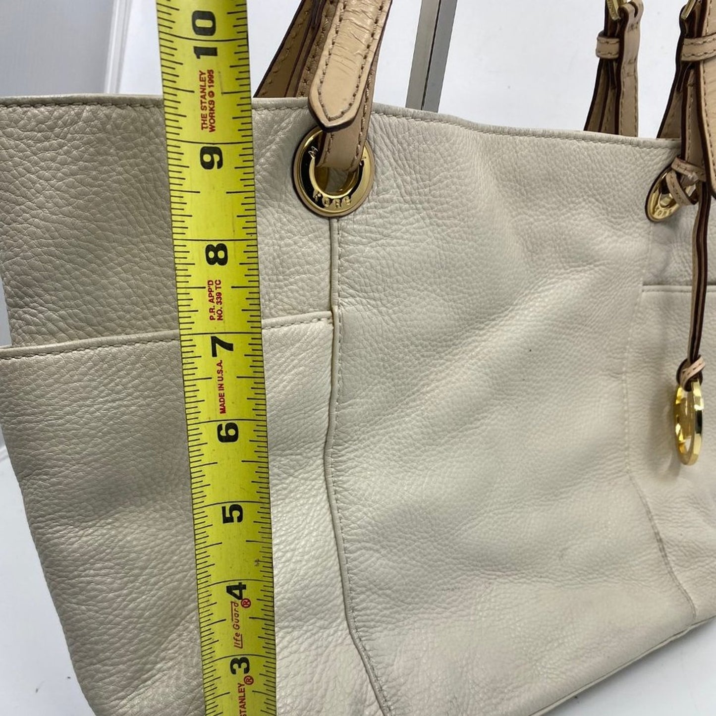 Michael Kors Large White Cream Leather Tote Bag