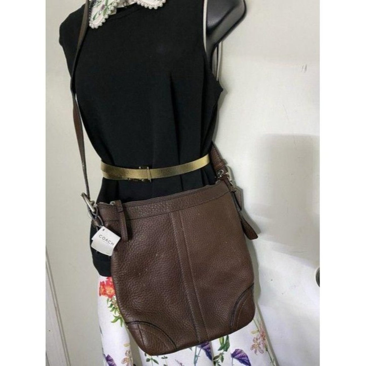 coach shoulder brown leather cross body bag