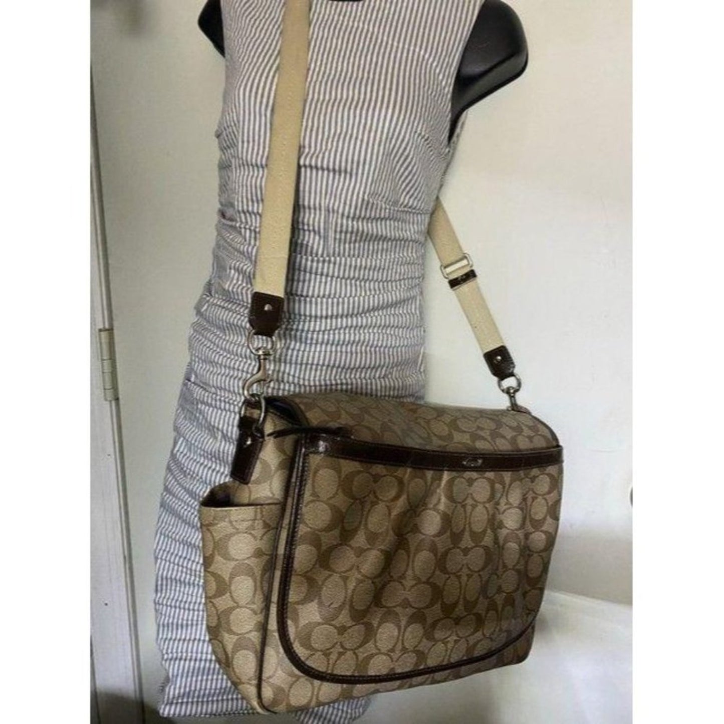 coach tote msrp tan brown coated canvas messenger