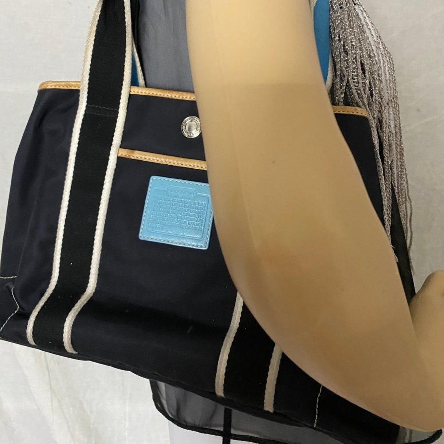 COACH M Size Black Fabric Shoppers Tote