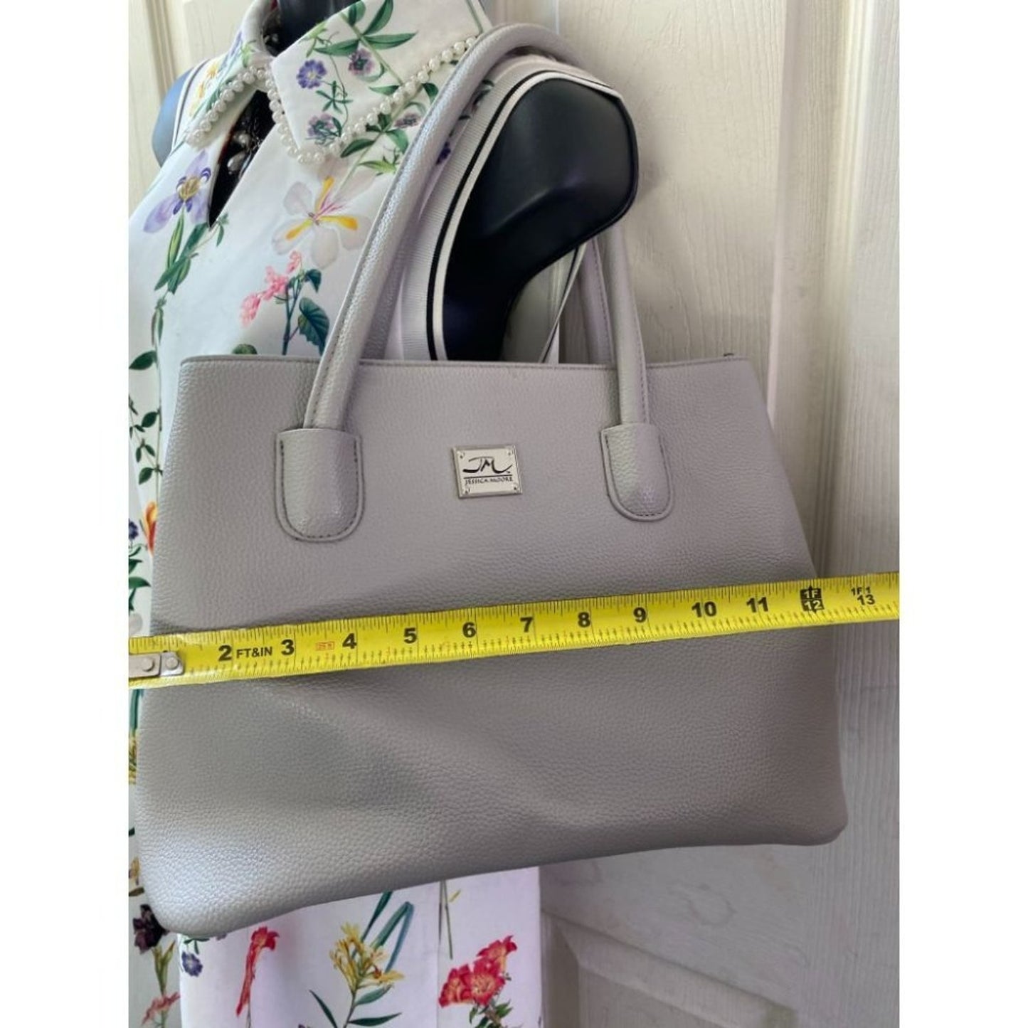 Jessica Moore Gray Faux Leather Shoulder Bag