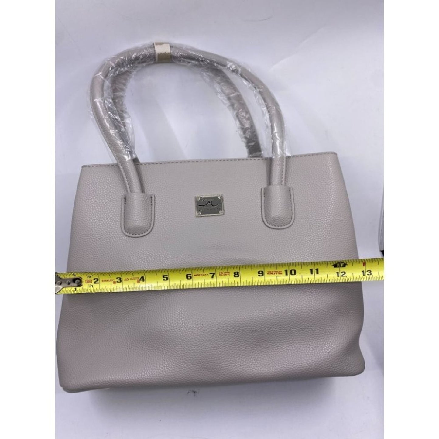 Jessica Moore Gray Large Faux Leather Tote Bag