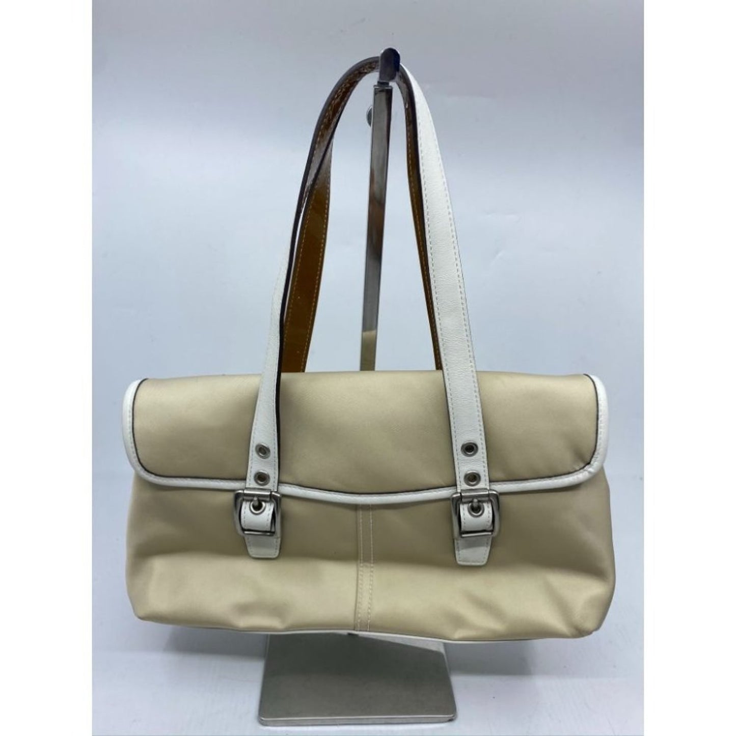 COACH Small Handbag Tan White Shoulder Travel Bag
