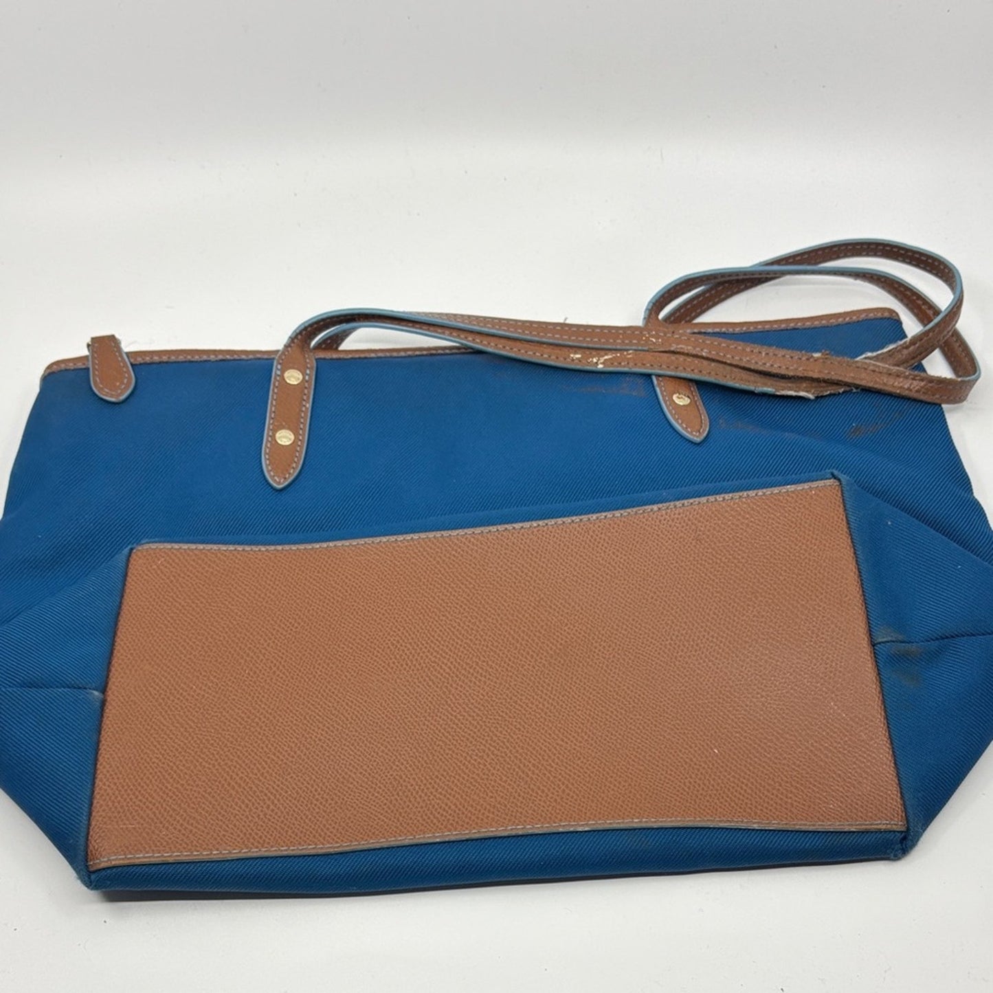 Coach Blue and Tan Tote Bag