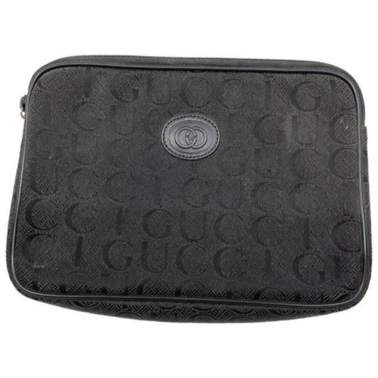 gucci vintage black fabric clutch