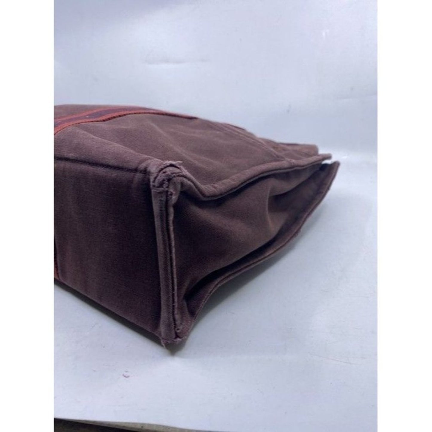 Hermes Toile Fourre Tout Mm Burgundy Fabric Tote