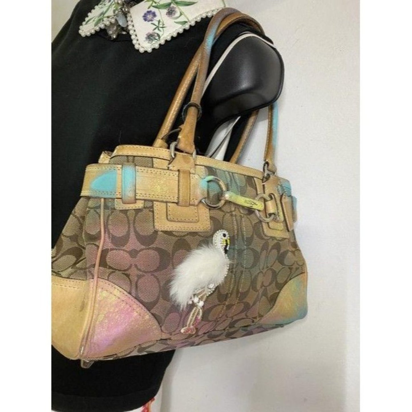 coach graffiti customized with and applique tan sh