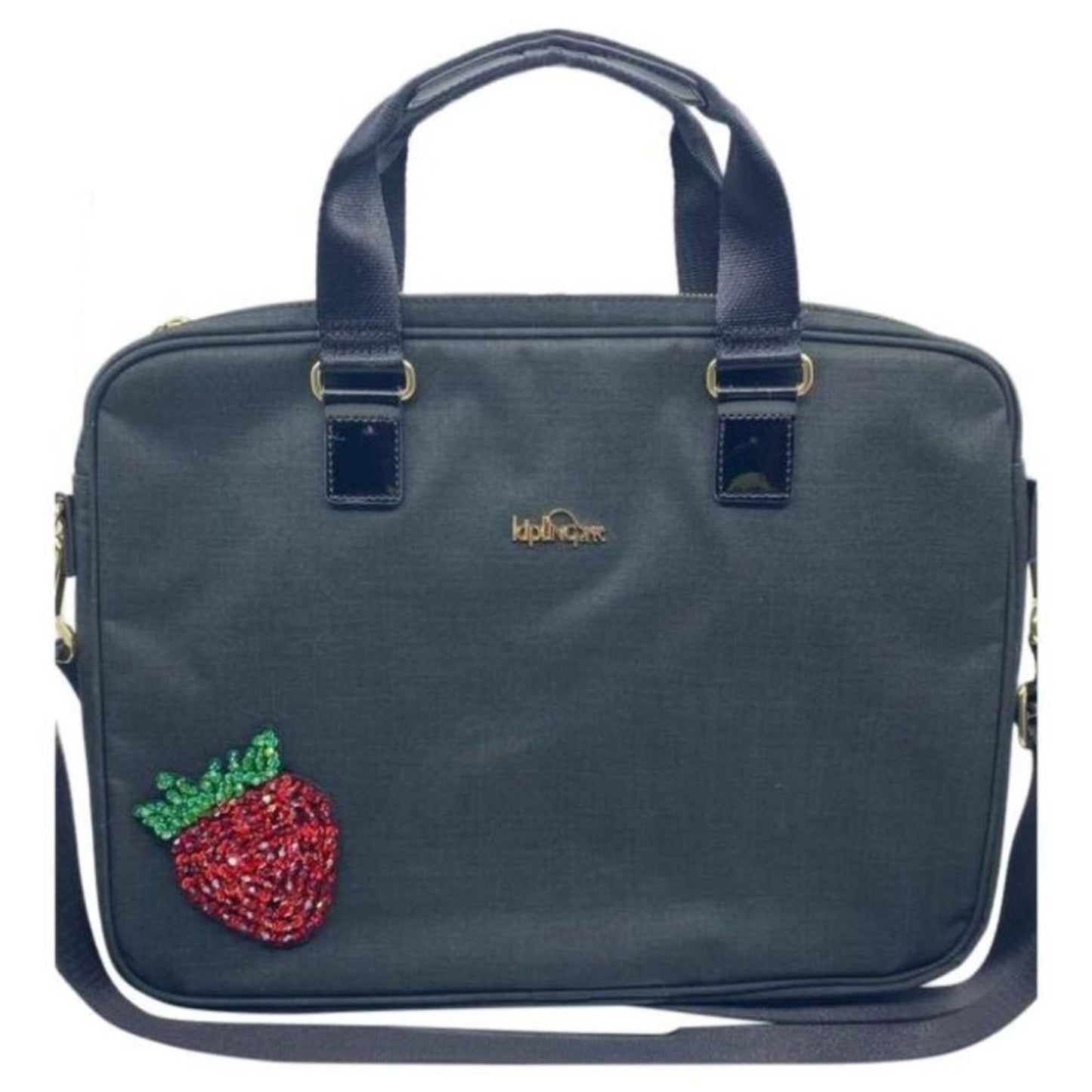 Kipling w/Customized Appliqués Large Blue Tote Bag