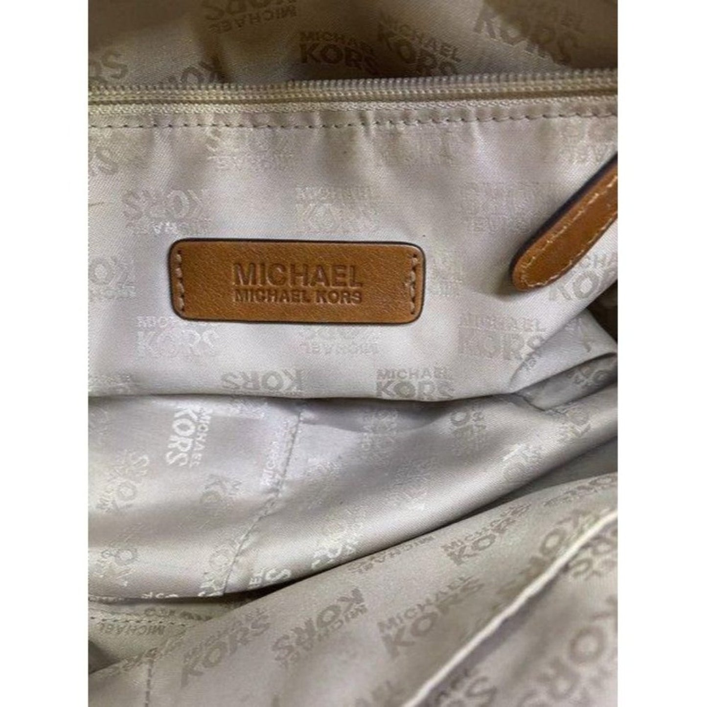michael kors tan fabric hobo bag