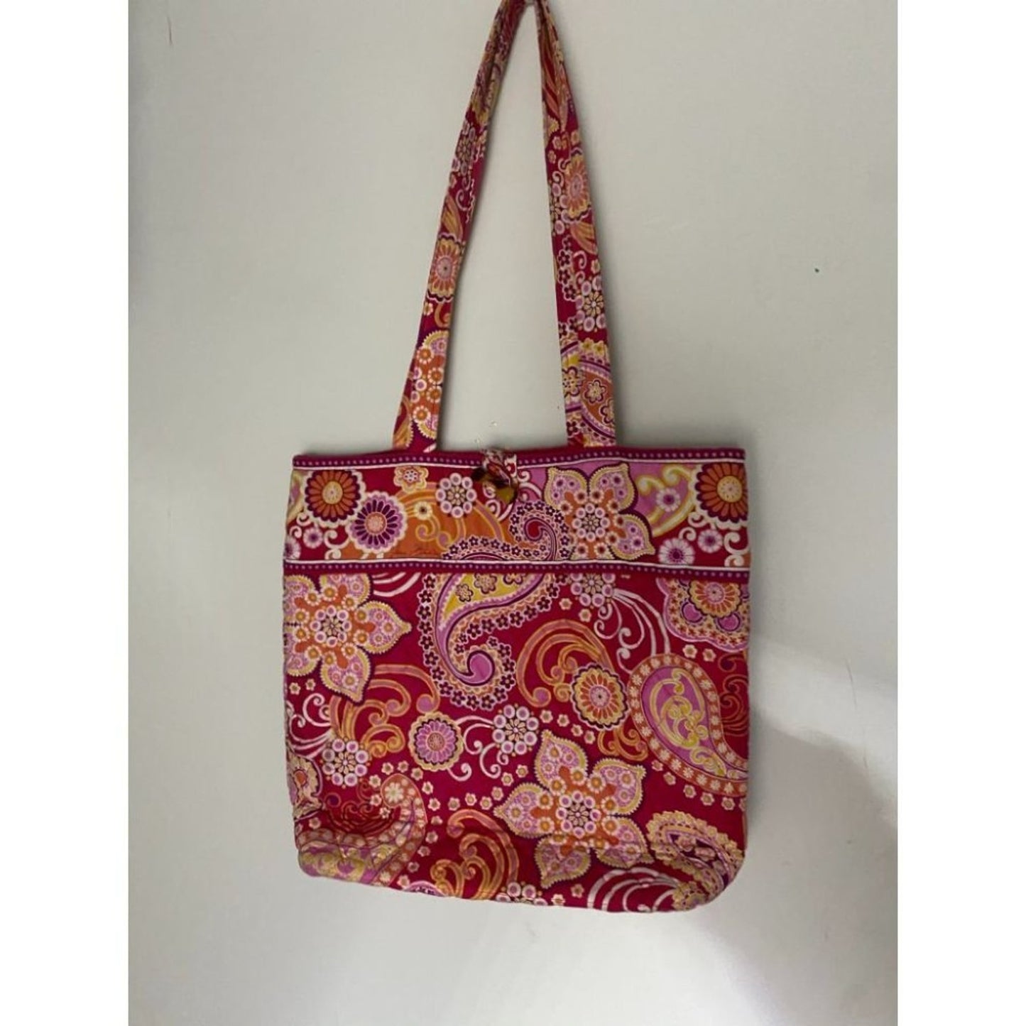VERA BRADLEY Red Orange Large Quilted Tote Bag