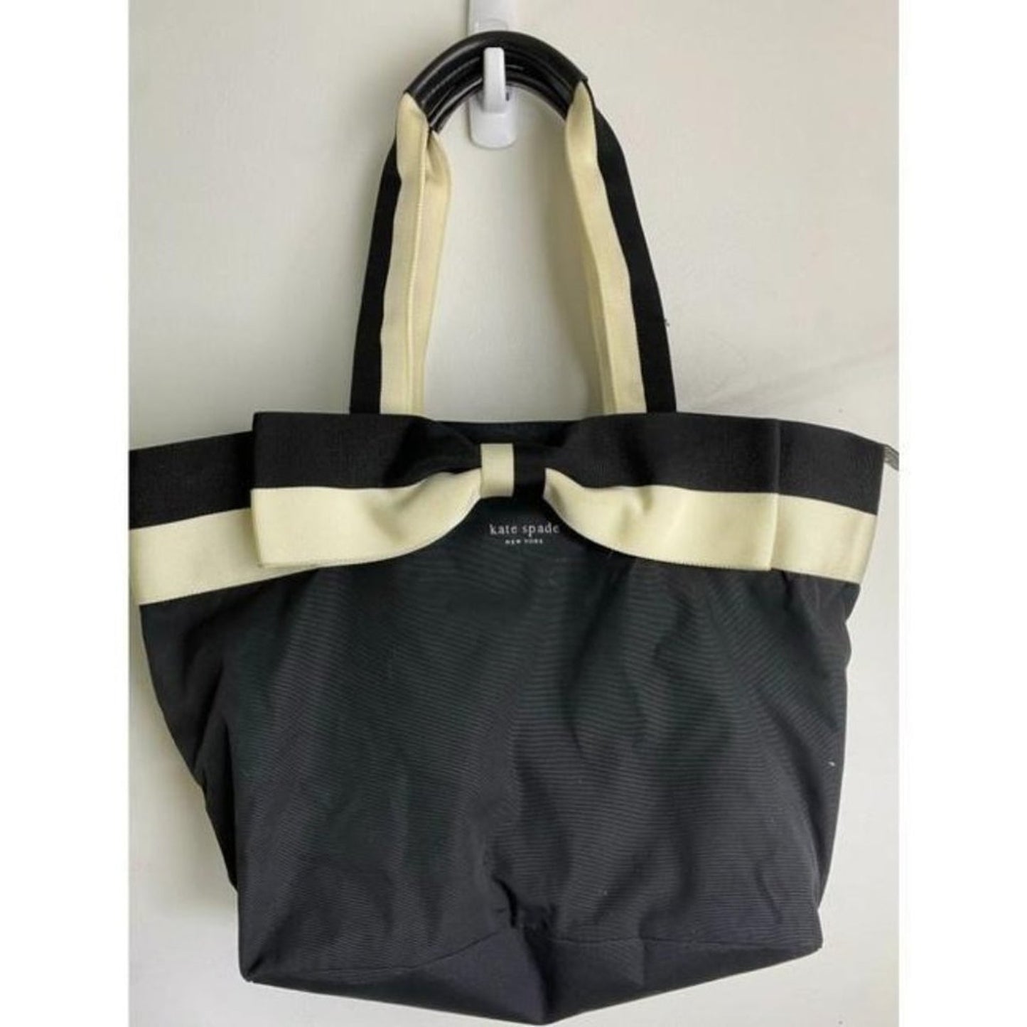 kate spade shopping large cream black nylon tote