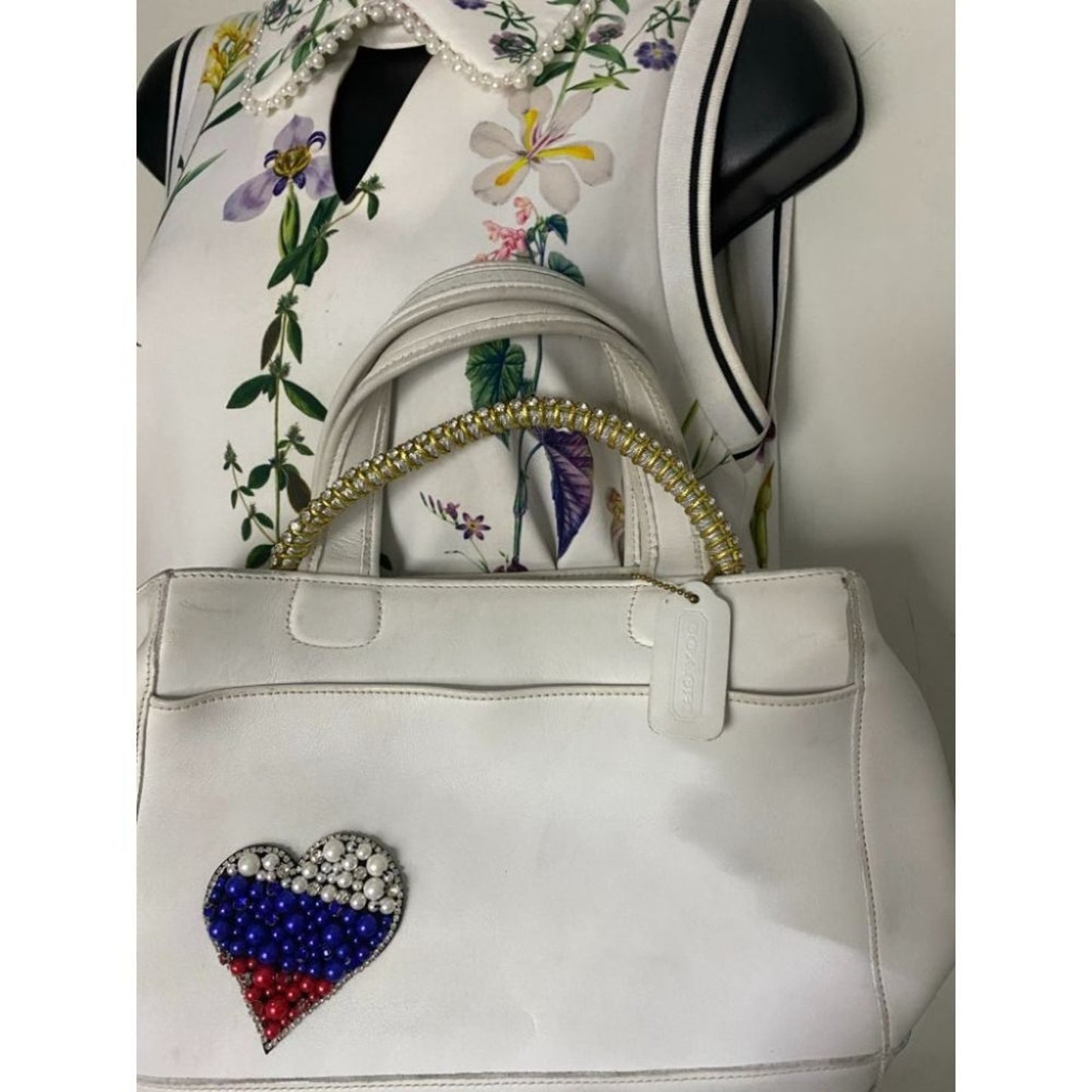 Coach Handbag White Customized with Applique